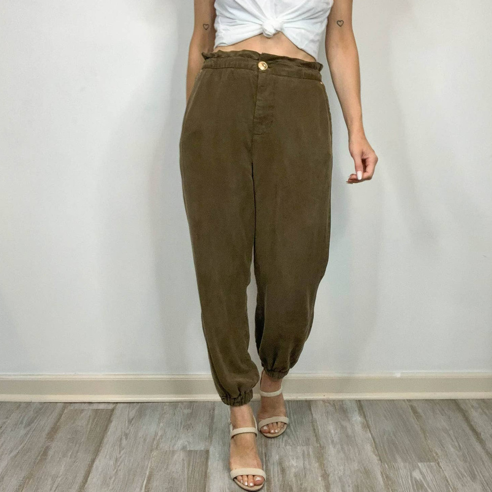 NWOT ZARA high waist joggers lyocell paper bag waist cabincore